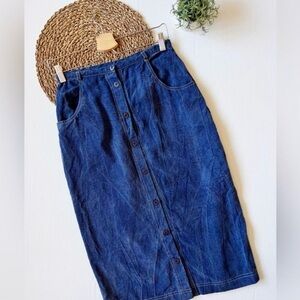 Carole Little Blue Denim Midi Skirt
